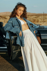 Poplin Maxi Skirt with Slit