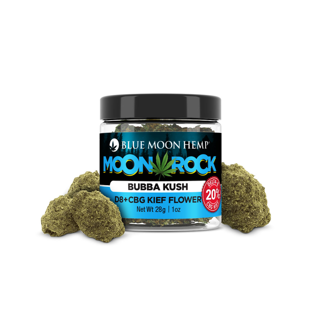 Blue Moon Hemp Delta 8 + CBG Kief Moon Rock Flower - Bubba Kush 28 Grams – Direct Delta 8 Shop
