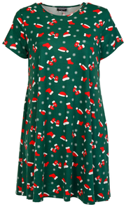 Allison Brittney Plus Short Sleeve Christmas Swing Dress ||P000814494||