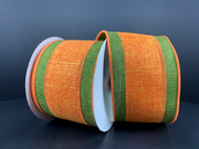 Orange w/ Moss Edge Wired Ribbon - 2.5" x 10yds