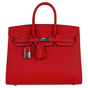 Hermes Birkin Sellier 25 Bag Rouge De Couer Epsom Palladium Hardware