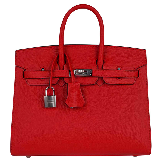 Hermes Birkin Sellier 25 Bag Rouge De Couer Epsom Palladium Hardware
