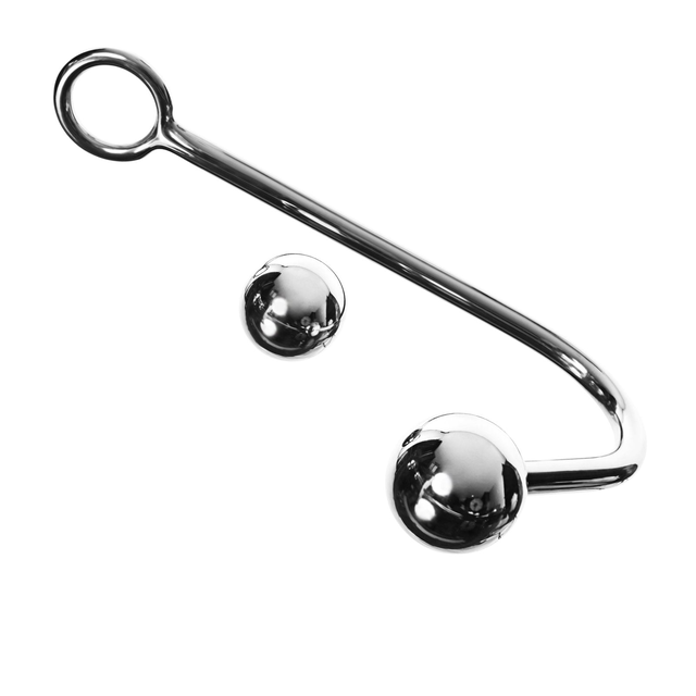 Small Metal Anal Hook with 2 Balls By Kink