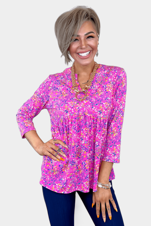 Magenta Abstract Lizzy Empire Top