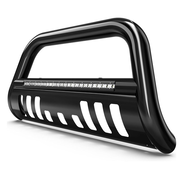 Bull Bar Compatible with 2005-2021 Nissan Frontier w/LED Light Bar, 3" Tubing Brush Guard Pickup Truck Front Bumper Push Bar w/Grille Skid Plate