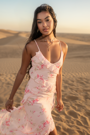 Floral Chiffon Ruffle Asymmetrical Midi Dress