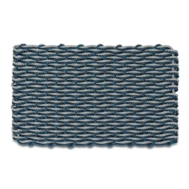 Navy & Silver Double Weave, Wicked Good Lobster Rope Doormat