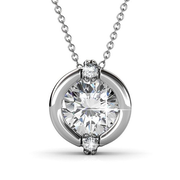 Zara 18k White Gold Plated Pendant Necklace with Round Cut Swarovski Crystals