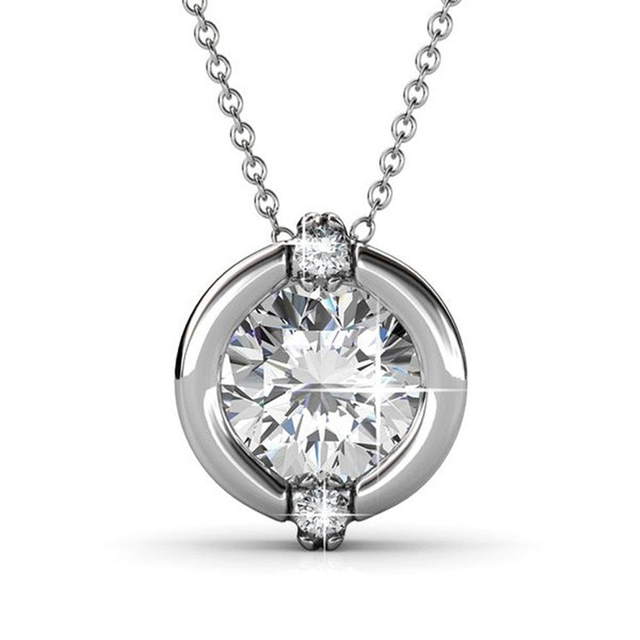 Zara 18k White Gold Plated Pendant Necklace with Round Cut Swarovski Crystals