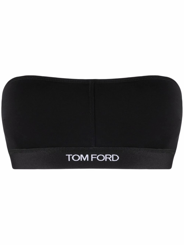 TOM FORD WOMEN Logo Embroidered Bandeau Bra Black
