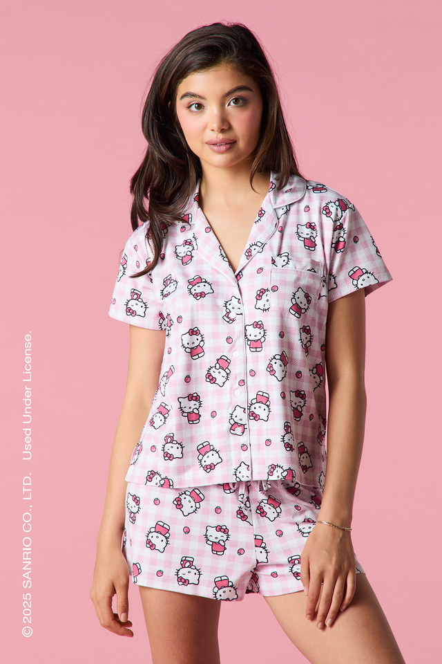 Hello Kitty® Button-Up Top & Short Pajama Set