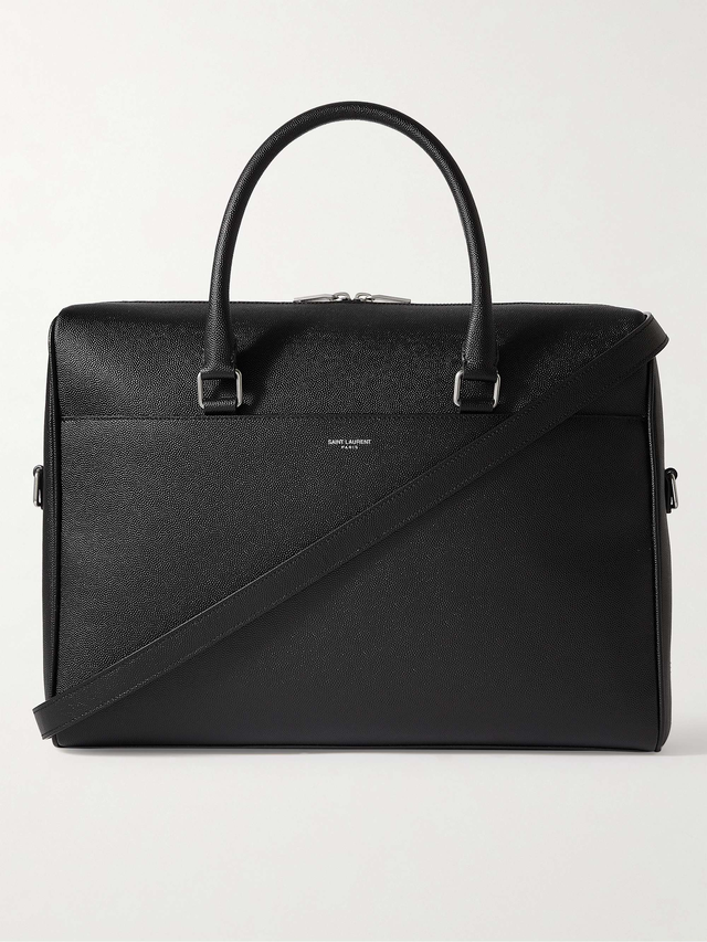 Full-Grain Leather Briefcase - black - One Size