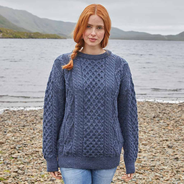 Lightweight Crew Neck Aran Sweater