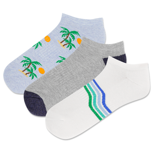 HOTSOX Men's Palm Tree Low Cut Sock 3 Pack