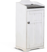 Drew White Wooden Trash Bin with Dark Lid