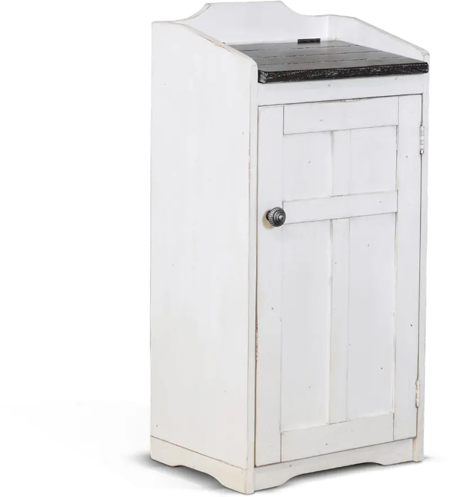Drew White Wooden Trash Bin with Dark Lid