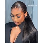 Natural Lagos Hairline Straight 13x6 HD Transparent Lace Front Wig Human Hair No Glue Needed