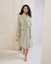 Cotton Towelling Dressing Gown - Sage