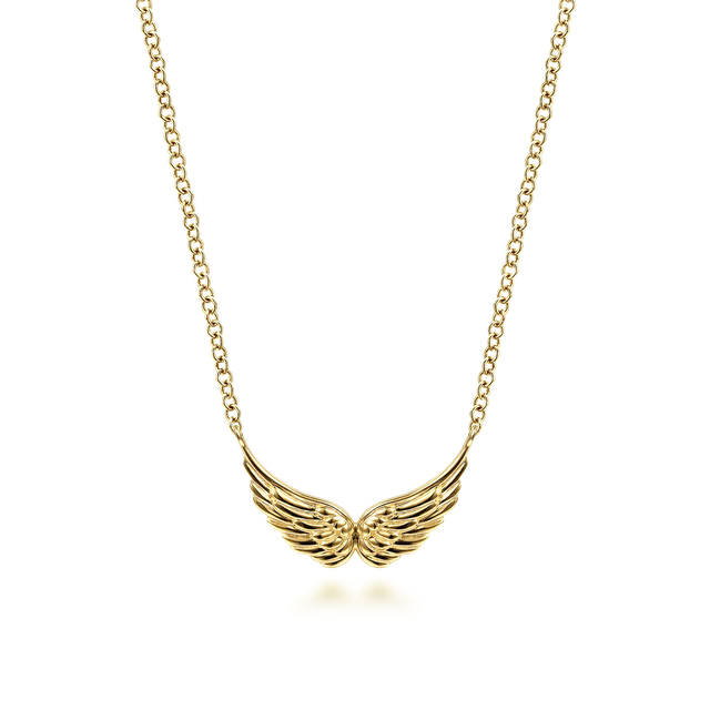 14K Yellow Gold Angel Wings Necklace