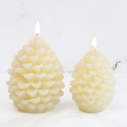Cream Pinecone LED Candle, Set of 2