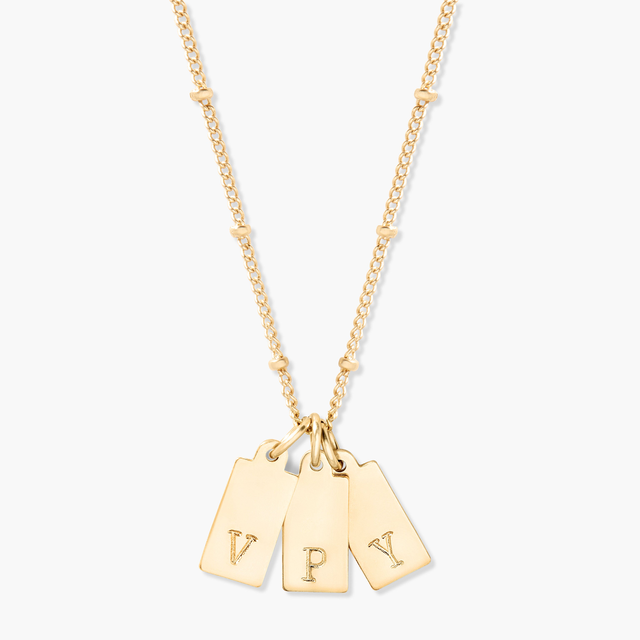 Madeline Rectangle Three Initial Pendant