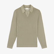 Long-Sleeve Mesh Knit Polo