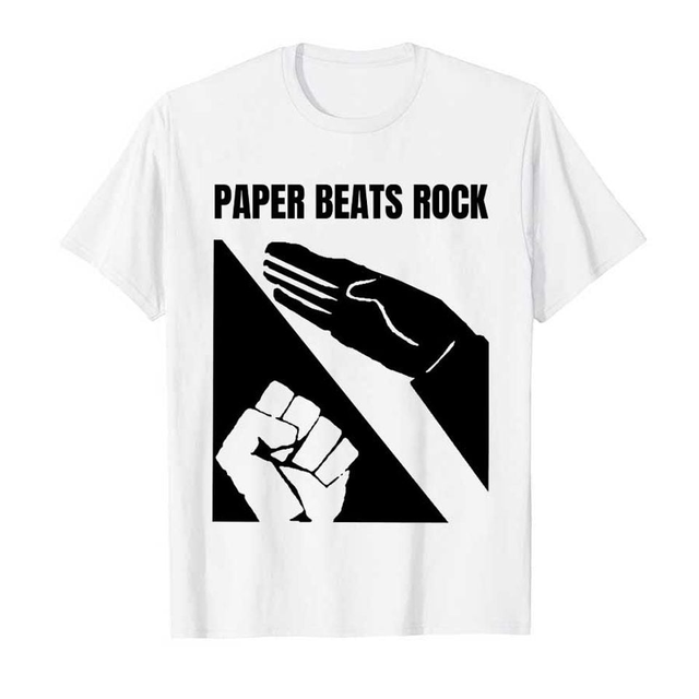 Paper Beats Rock Meme T-shirt Men Women Cotton T Shirts Men's Heavyweight T-shirt S Black sold by Packing Paradise | SKU 2149683861 | Printerval