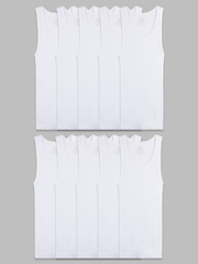 Toddler Boys' Tank Undershirt, White 10 Pack
