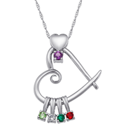 Sterling Silver Heart Slider Birthstone Necklace