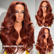 300% Density 13x4 Pre Everything Reddish Brown Color Body Wave / Jerry Curly / Kinky Curly / Water Wave HD Transparent Lace Human Hair Wigs