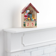 Laser Cut Wood Santa Hearth LED Light Up Countdown Calendar