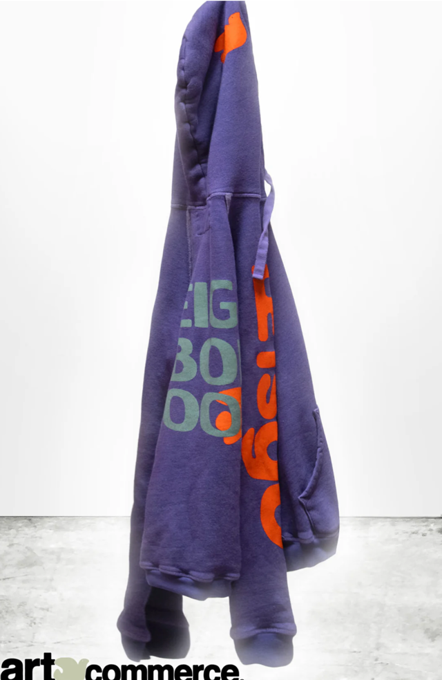 FREE CITY CIRCA'99 NEIGHBORHOOD LETSGO POLYBLEND FLUFF UNISEX HOODIE -PURPLE FLOOR
