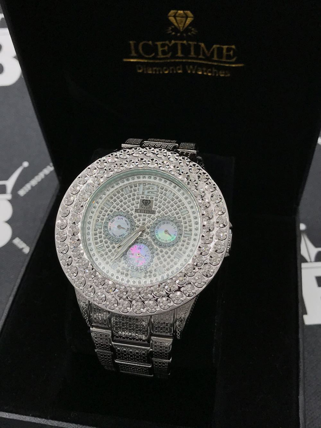 Bling 2 Row .50cttw Diamond Hip Hop Watch IceTime