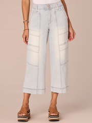 "Ab"solution Skyrise Double Button Cropped Wide Leg Utility Jeans