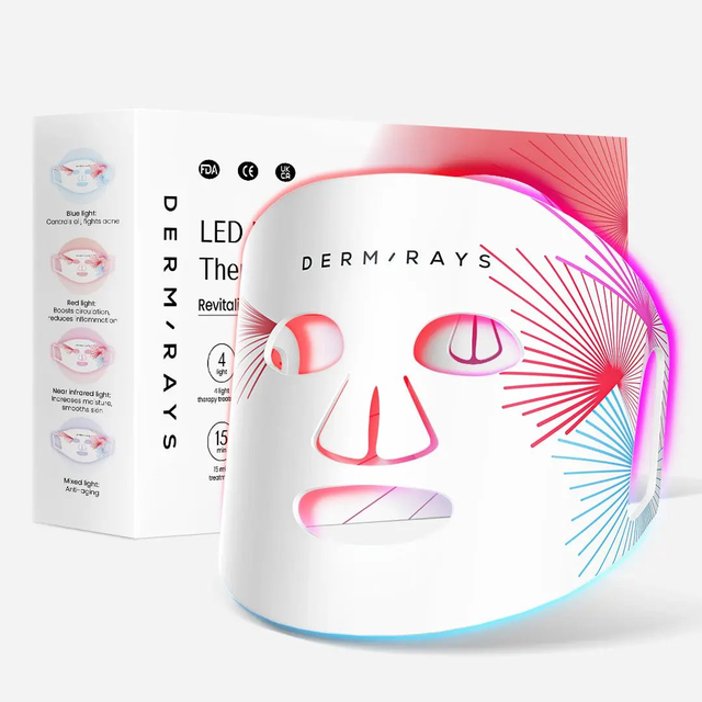 DermRays LED Light Therapy Mask For Face, Neck and Décolletage, Revitalize & Renew Your Skin