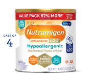 Nutramigen® with Probiotic LGG® Hypoallergenic Infant Formula - Powder - 19.8 oz Can (Case of 4)
