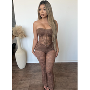 Wendy Lace Jumpsuit (Brown)