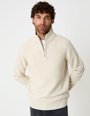Ecru Basket Stitch Quarter Zip Jumper