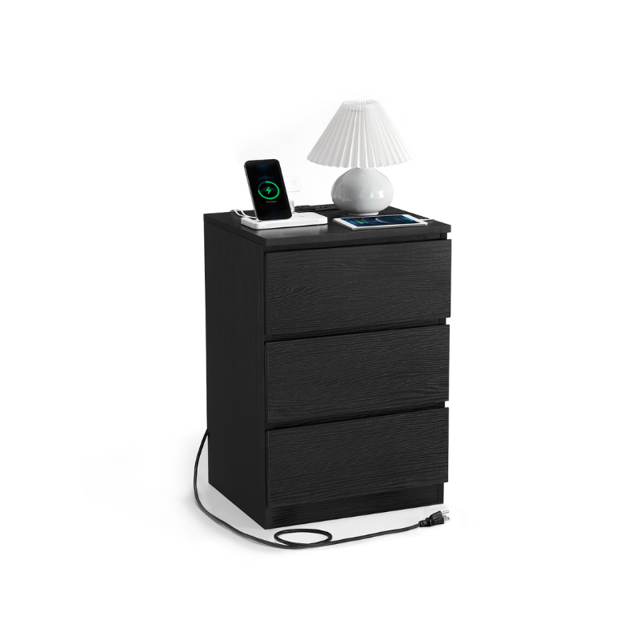 VASAGLE Nightstand with Charging Station