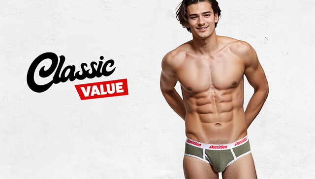 aussieBum Men's Classic Army Marle Green Brief Underwear - M