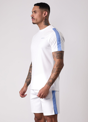 Gym King Core Plus Poly 2.0 Tee - White/Provence Blue