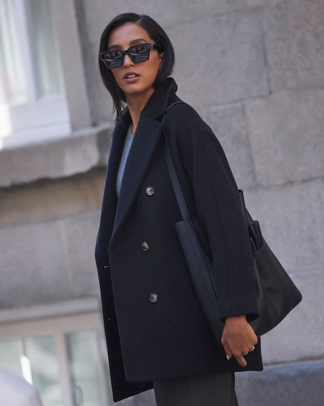 Melton Wool-Blend Double-Breasted Coat