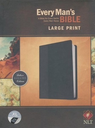 NLT Every Man's Bible, Large Print, TuTone LeatherLike, Onyx, With thumb index