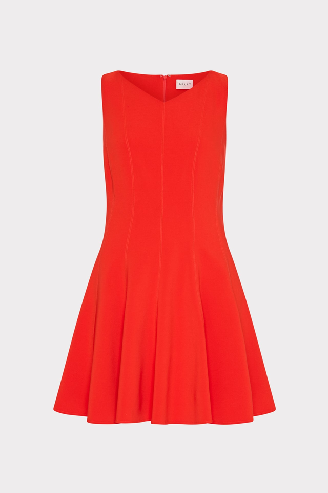 Sleeveless Stretch Cady Fit And Flare Dress