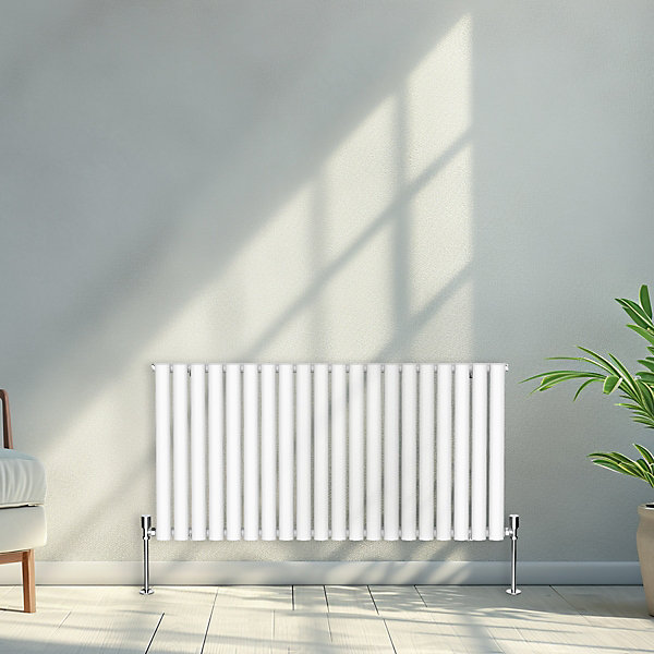Right Radiators 600x1180mm Horizontal Single Oval Column Designer Radiator White