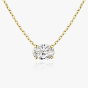 Solitaire Necklace in Yellow Gold | 0.50ct Carat  Oval Cut VRAI Created Diamond