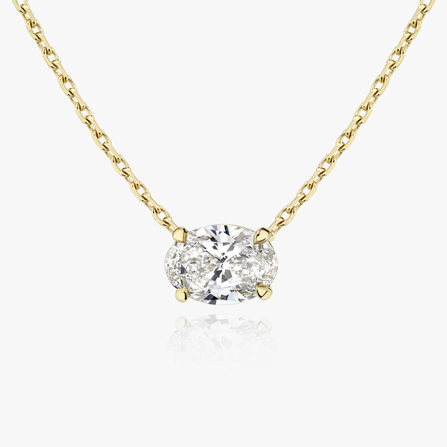 Solitaire Necklace in Yellow Gold | 0.50ct Carat Oval Cut VRAI Created Diamond