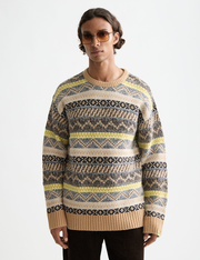 Jacquard dropped shoulder crewneck
