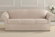 Ultimate Stretch Suede Four Piece Sofa Slipcover | Form-Fitting | Individual Cushion Covers | Machine Washable