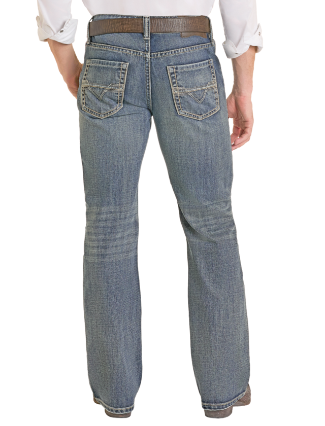 Relaxed Fit Medium Tone Bootcut Jeans